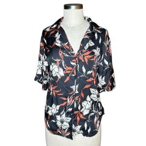 RAG & BONE Black White Mare Floral Button Down Shirt Women's Size XS FLAWED